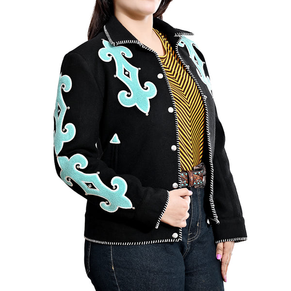 ADJKT080 American Darling Western Embroidered Apparel -Black Artisan Handcrafted Woolen Jacket