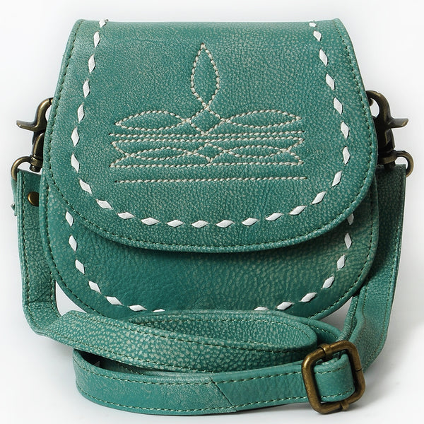 ADBGM592 Western Stitch Leather Crossbody - Cowgirl Saddle Purse