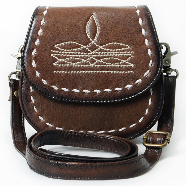 ADBGM592 Western Stitch Leather Crossbody - Cowgirl Saddle Purse