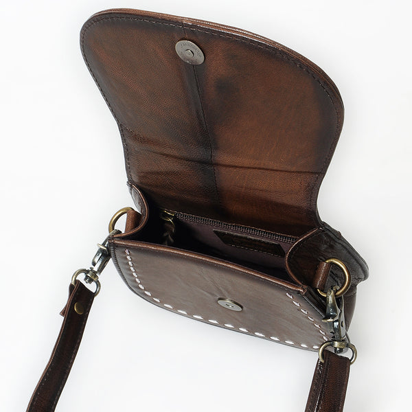 ADBGM592 Western Stitch Leather Crossbody - Cowgirl Saddle Purse