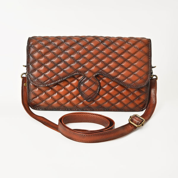 ADBGM818 American Darling Handcrafted Quilted Leather Cross body Bag with Stitched Detail
