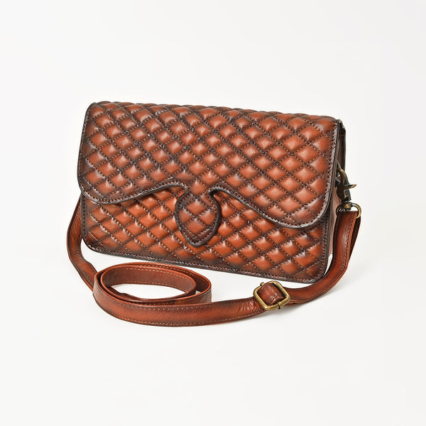 ADBGM818 American Darling Handcrafted Quilted Leather Cross body Bag with Stitched Detail
