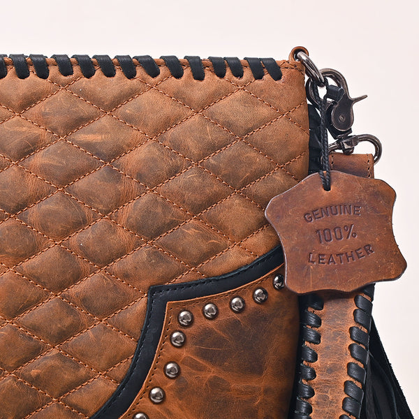 ADBGM831 American Darling Quilted Western Leather Cross body Bag with Fringes and Rivets