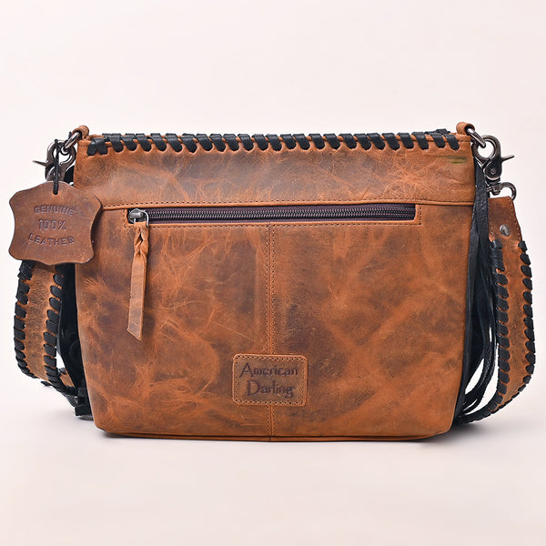 ADBGM831 American Darling Quilted Western Leather Cross body Bag with Fringes and Rivets