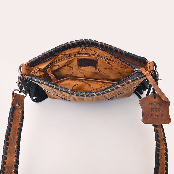 ADBGM831 American Darling Quilted Western Leather Cross body Bag with Fringes and Rivets