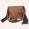 ADBGM831 American Darling Quilted Western Leather Cross body Bag with Fringes and Rivets