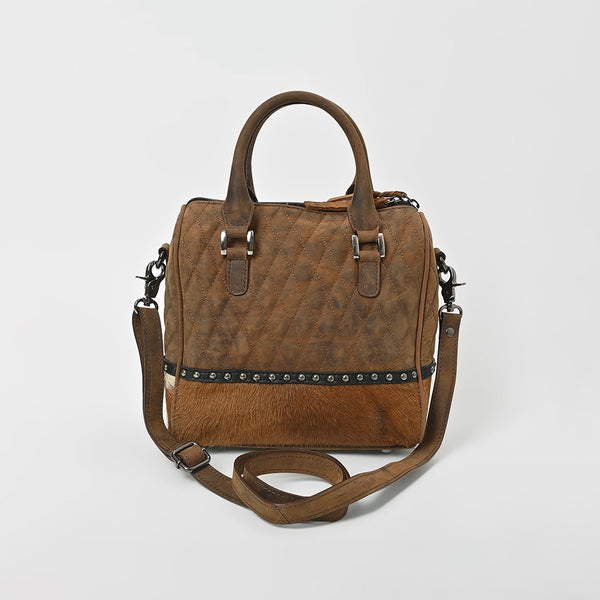 ADBGM832 American Darling Hairon & Quilted Leather Studded Speedy Bag