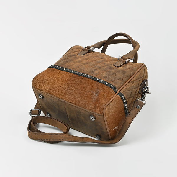 ADBGM832 American Darling Hairon & Quilted Leather Studded Speedy Bag