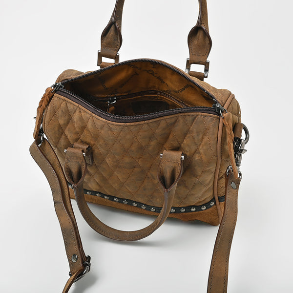 ADBGM832 American Darling Hairon & Quilted Leather Studded Speedy Bag