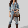 ADBGM833 American Darling Western Leather Cross body Bag with Rivets and Concho Detail