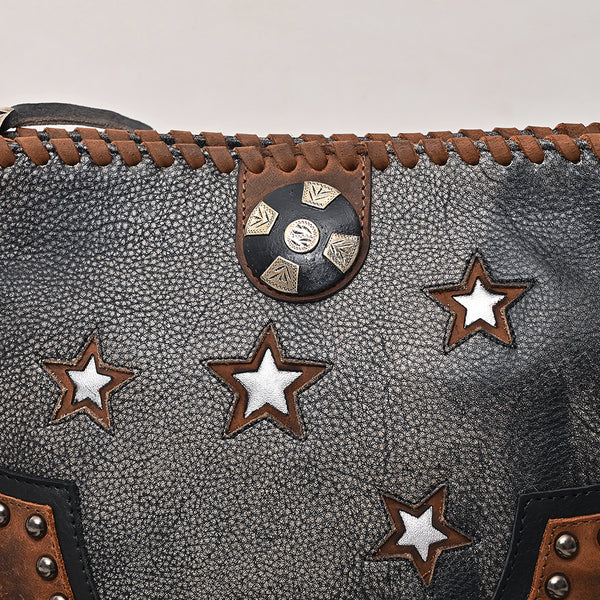 ADBGM833 American Darling Western Leather Cross body Bag with Rivets and Concho Detail