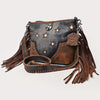 ADBGM833 American Darling Western Leather Cross body Bag with Rivets and Concho Detail