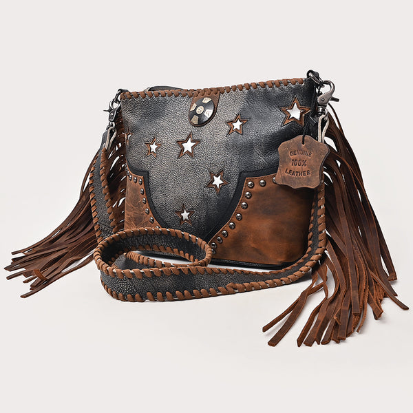 ADBGM833 American Darling Western Leather Cross body Bag with Rivets and Concho Detail
