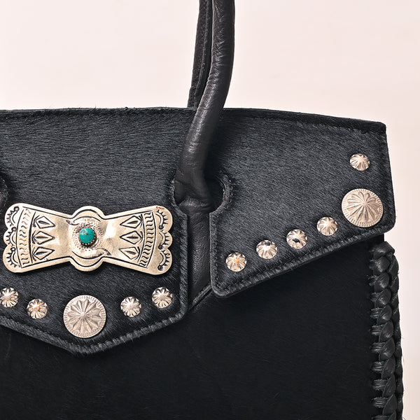 ADBGM834 American Darling Western Leather Tote Bag with Hair-On Cowhide and Concho