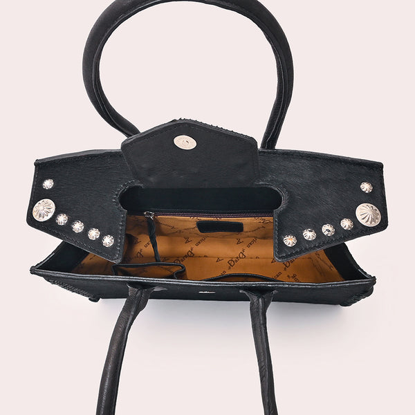 ADBGM834 American Darling Western Leather Tote Bag with Hair-On Cowhide and Concho