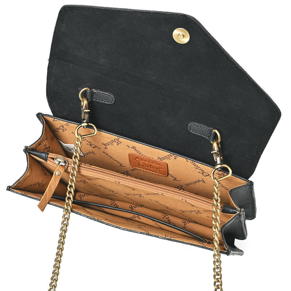 ADBGA957 American Darling Hand Tooled Floral Leather Messenger Bag with Hair-On Cowhide