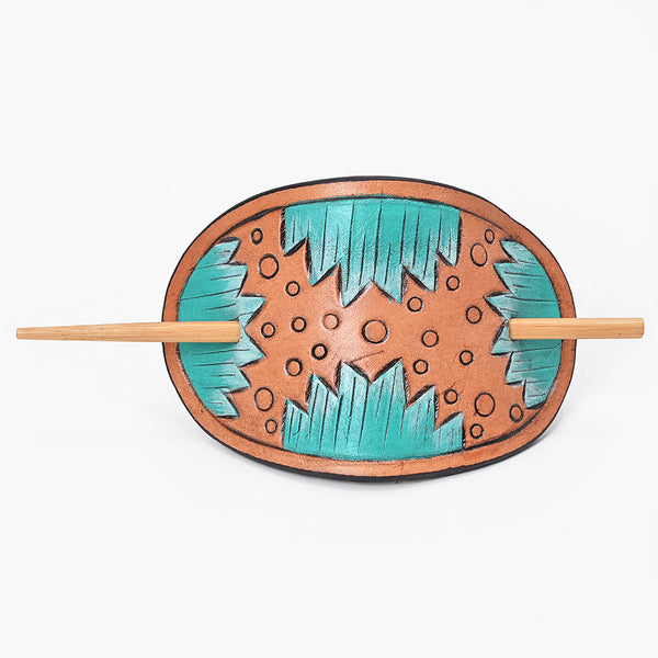 ADHCG101F-L American Darling Leather Hair Stick Barrette Aztec Tan Hair Accessories