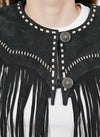 ADDR023A American Darling Black Suede Leather Fringe Cape Western Concho Vest