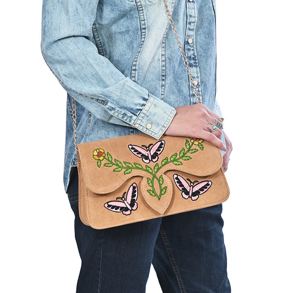 ADBGA944 American Darling Western Embroidered Genuine Suede Cross body Bag