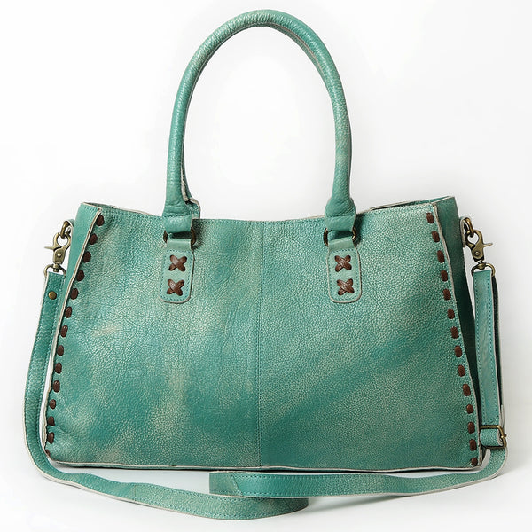 ADBGM127 Distressed Leather Tote Bag - Western Whipstitch Handbag with Crossbody Strap