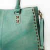 ADBGM127 Distressed Leather Tote Bag - Western Whipstitch Handbag with Crossbody Strap