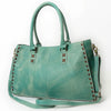 ADBGM127 Distressed Leather Tote Bag - Western Whipstitch Handbag with Crossbody Strap