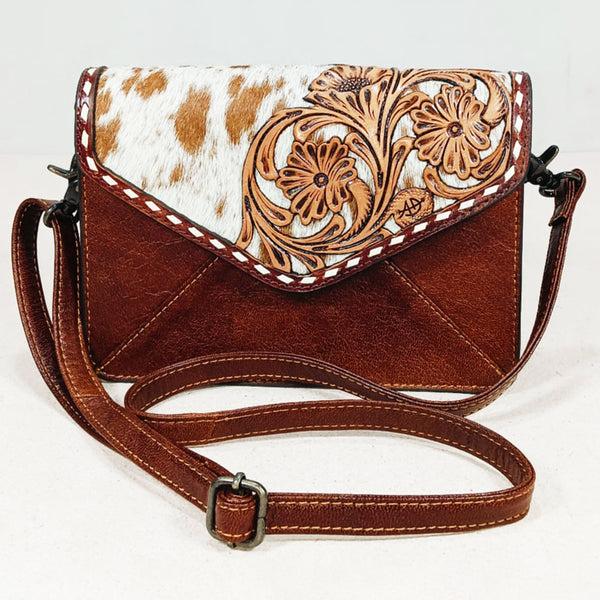 ADBG1881 Envelope Hand Tooled Hair onGenuine Leather Women Bag