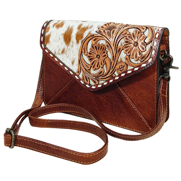 ADBG1881 Envelope Hand Tooled Hair onGenuine Leather Women Bag