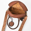 ADBGA977 American Darling Western Hand Tooled Floral Canteen Bag with Denim Patchwork & Fringes