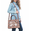 ADBGA980 American Darling Western Hand Tooled Floral Tote Bag with Hair-On Cowhide & Concho