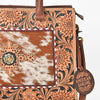 ADBGA980 American Darling Western Hand Tooled Floral Tote Bag with Hair-On Cowhide & Concho