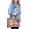 ADBGA980 American Darling Western Hand Tooled Floral Tote Bag with Hair-On Cowhide & Concho