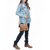 ADBGA981 American Darling Western Hand Tooled Floral Cross body Bag - hair-on Cowhide
