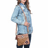 ADBGA981 American Darling Western Hand Tooled Floral Cross body Bag - hair-on Cowhide