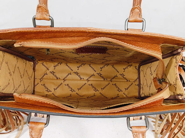 ADBG1889 Tote Hand Tooled Hair on Genuine Leather Women Bag