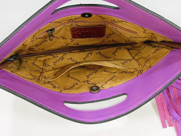 ADBG1894 Clutch Hand Tooled Hair on Genuine Leather Women Bag