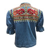 ADJKT090 American Darling Embroidered Denim Fabric Short Sleeve Zip Apparel Jacket