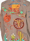 ADBZ070 American Darling Grey Fabric Blazer Jacket Western Wagon Cactus Embroidery