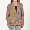 ADBZ070 American Darling Grey Fabric Blazer Jacket Western Wagon Cactus Embroidery