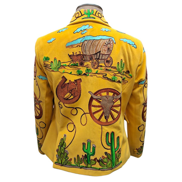 ADBZ071 American Darling Yellow Fabric Western Embroidered Wagon Blazer Jacket