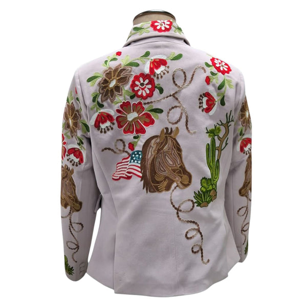 ADBZ072 American Darling Lavender Fabric Blazer Horse Flag Embroidery Western