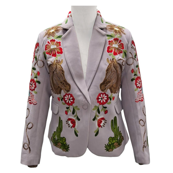 ADBZ072 American Darling Lavender Fabric Blazer Horse Flag Embroidery Western