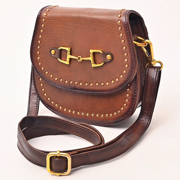 ADBGM850 American Darling Western Leather Cross body Bag with Rivetted Trim and Equestrian Bit
