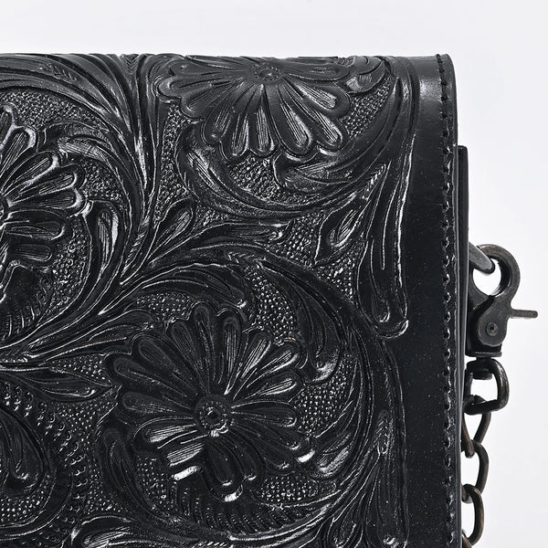 ADBG1895 American Darling Western Crossbody Bag - Hand-Tooled Floral Carved Genuine Leather Wallet