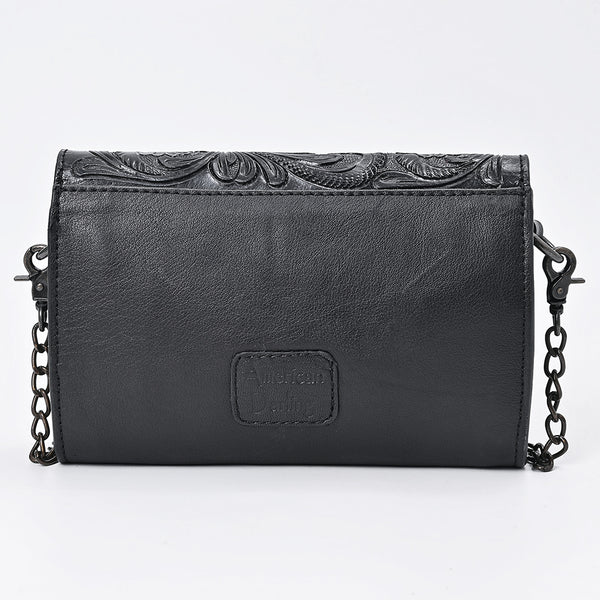 ADBG1895 American Darling Western Crossbody Bag - Hand-Tooled Floral Carved Genuine Leather Wallet
