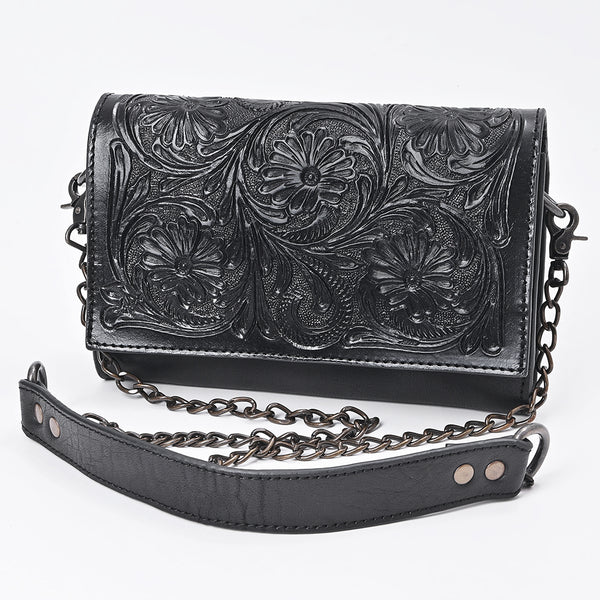 ADBG1895 American Darling Western Crossbody Bag - Hand-Tooled Floral Carved Genuine Leather Wallet