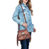 ADBGA999 American Darling Western Hand Tooled Floral Bucket Bag - Riveted Leather with Fringes