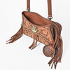 ADBGA999 American Darling Western Hand Tooled Floral Bucket Bag - Riveted Leather with Fringes