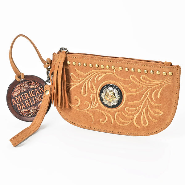 ADBGA1011 American Darling Suede Leather Wristlet Bag Genuine Leather Western Purse