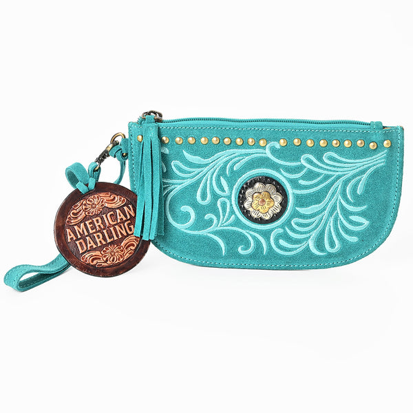 ADBGA1011 American Darling Suede Leather Wristlet Bag Genuine Leather Western Purse